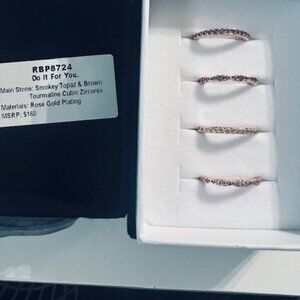 BOMB PARTY LUXE BAND FOUR PC SET, SIZE 5 ON ROSE GOLD PLATING